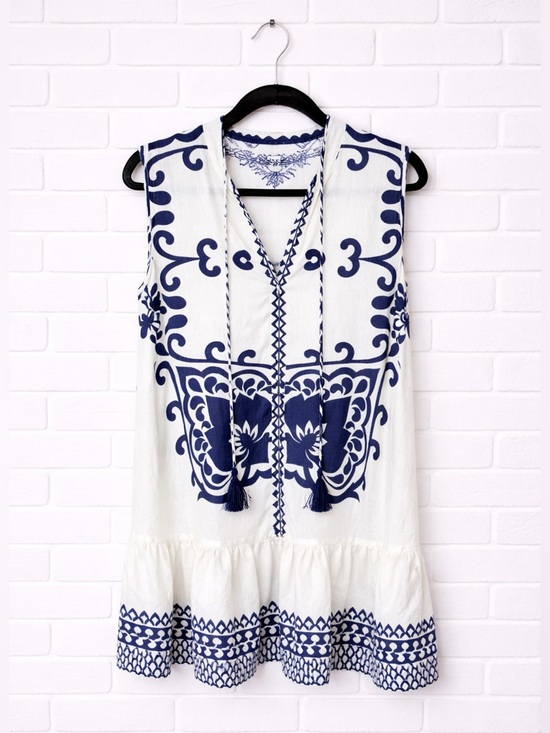 Umgee Dresses & Skirts - UMGEE Dress Boho Mini Ruffle NEW navy white boutique graduation